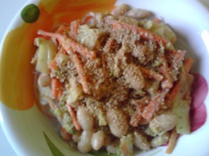 Wok vermicelles de soja, légumes, sésame